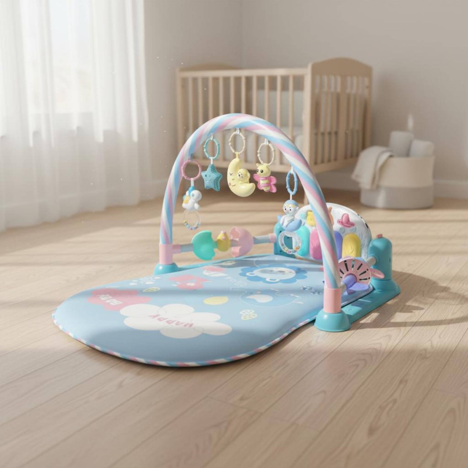 Baby Nursery Music - Babybox met pianomuziekfunctie, muzikale babybed, opvouwbare