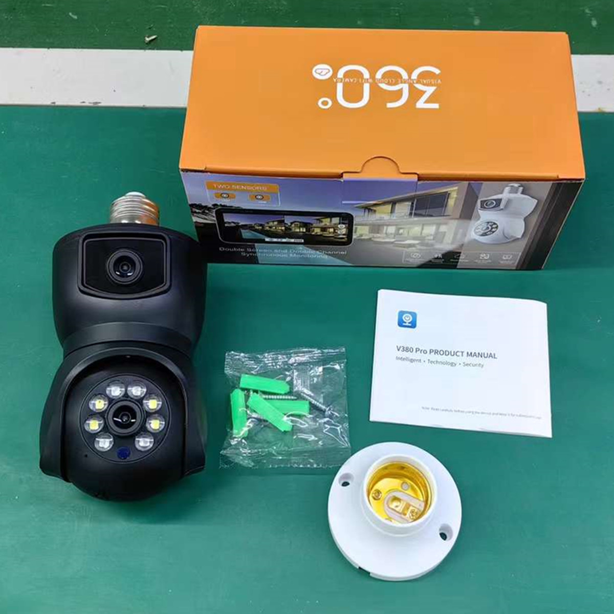 Baby Monitor Split Screen - 4MP V380/iCam365 APP Dual Lens E27