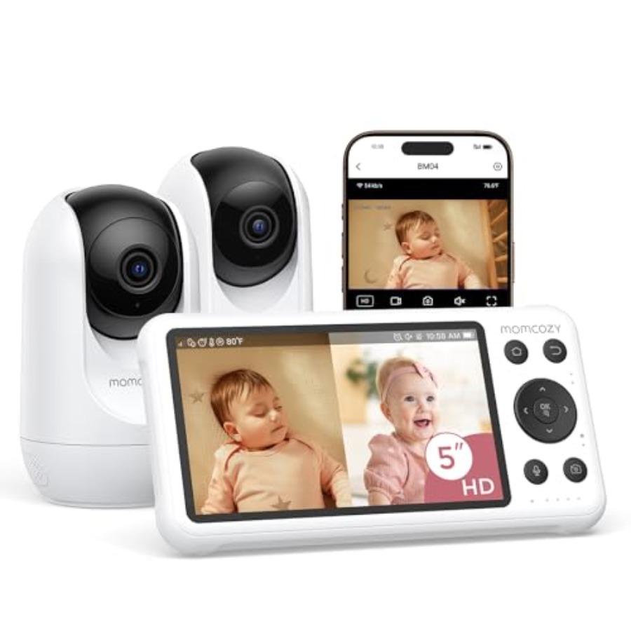 Baby Monitor Split Screen - Slimme WiFi-babyfoon voor thuisgebruik, ABS-plastic, zwart,