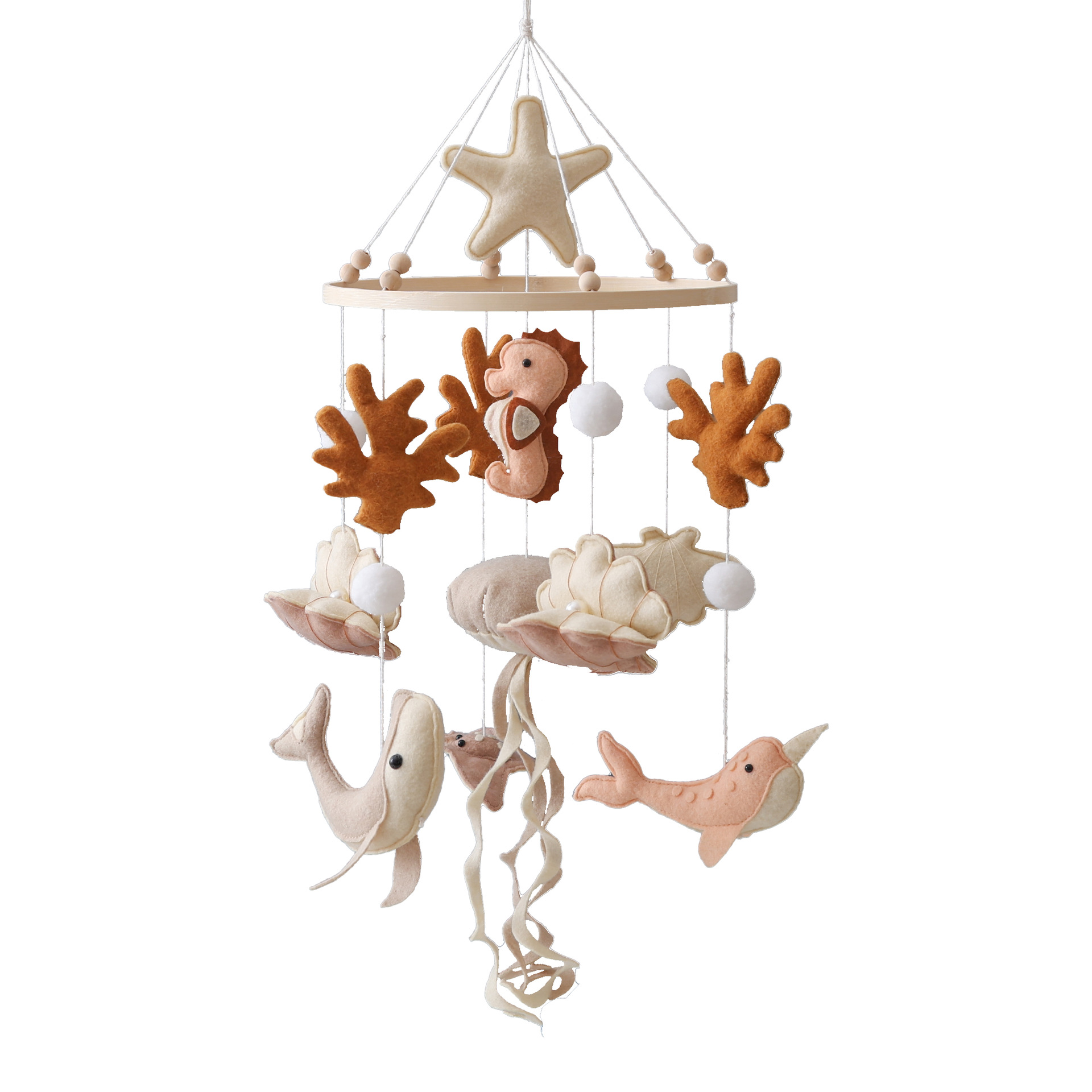 Crib Mobile Musical - Houten wiegmobiel babybed belletje rammelaar speelgoed