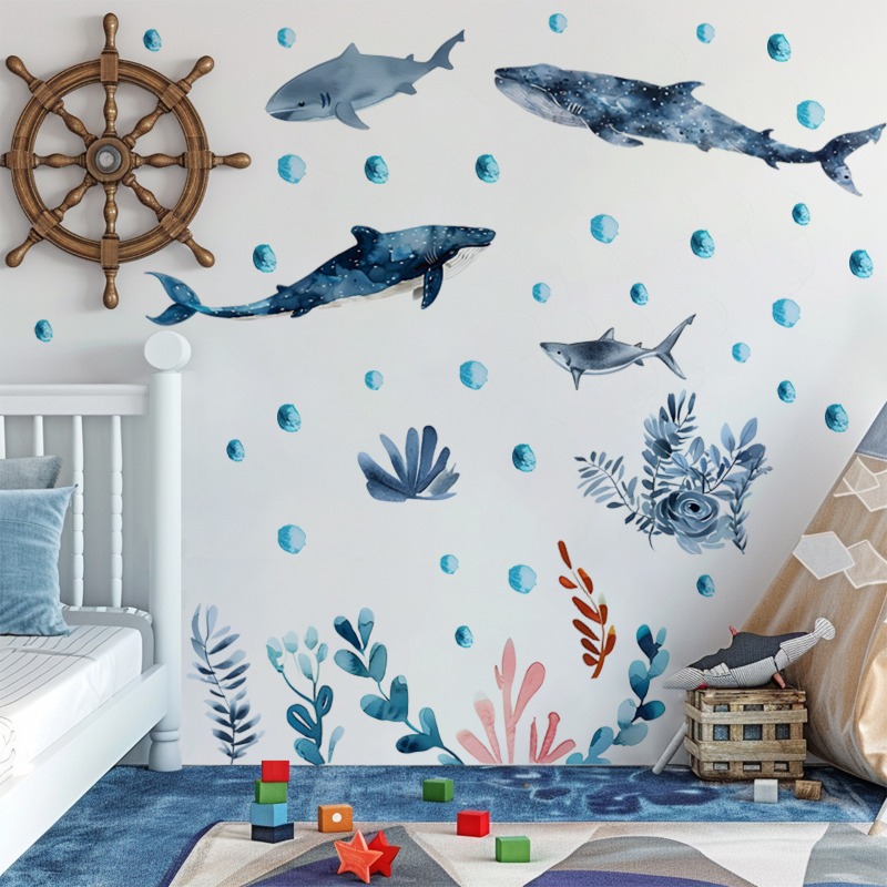 Baby Nursery Ocean - Onderzeese Leven Haai Walvis Muurstickers Oceaan