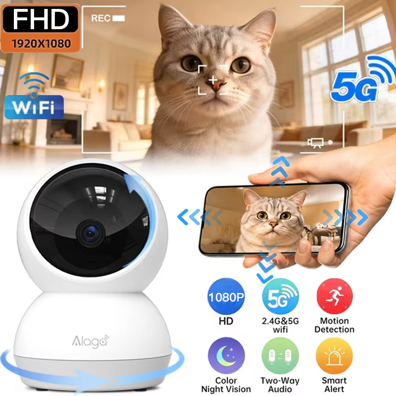 Baby Monitor Split Screen - Slimme WiFi-beveiligingscamera Dual Band 5G/2.4GHz Draadloze