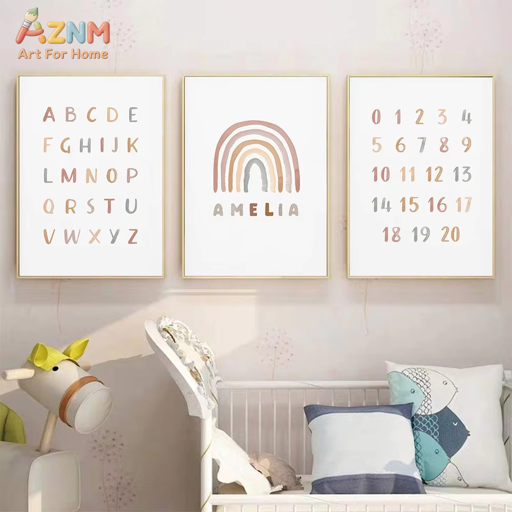 Baby Nursery Mirror - Poster op maat ABC 123 Regenboog