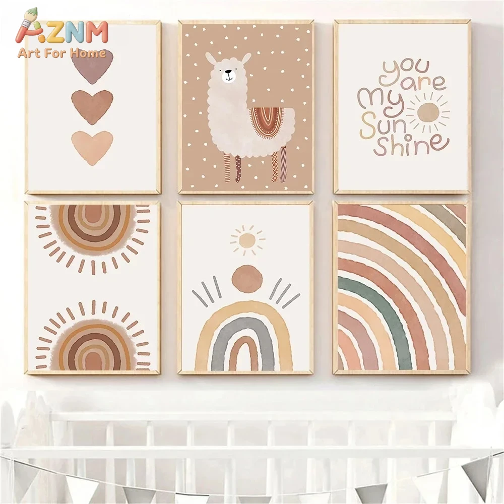 Baby Nursery You Are My Sunshine - AZNM Boho Kinderkamer Ongelijst Canvas Wanddecoratie