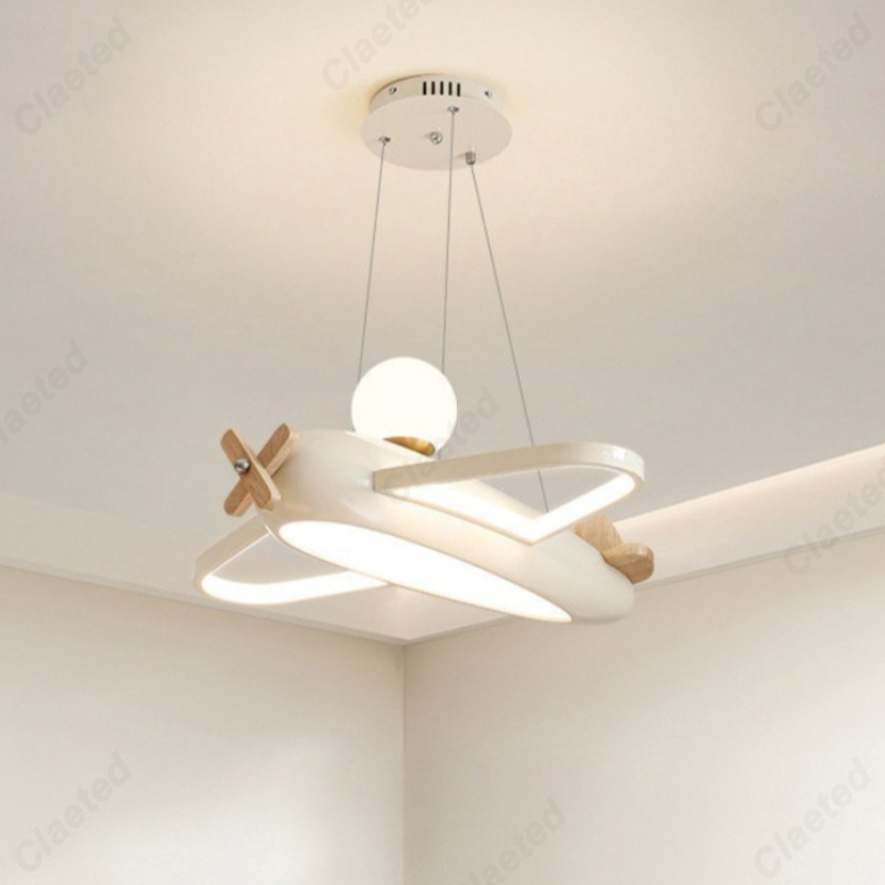 Baby Nursery Ceiling Light - Vliegtuiglampen LED Kinderkamer Helikopterlamp Moderne crèmekleurige