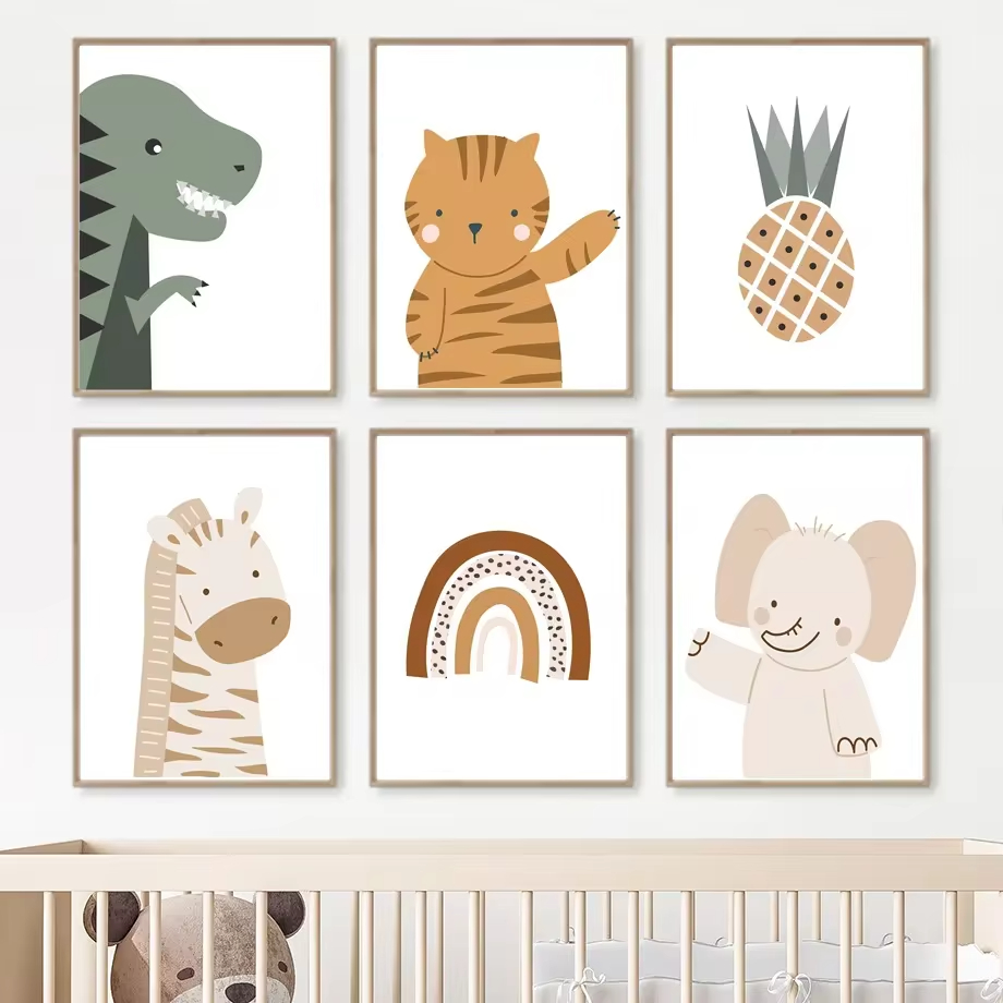 Baby Nursery Mirror - Regenboog Zon Leeuw Dinosaurus Alfabet Boho