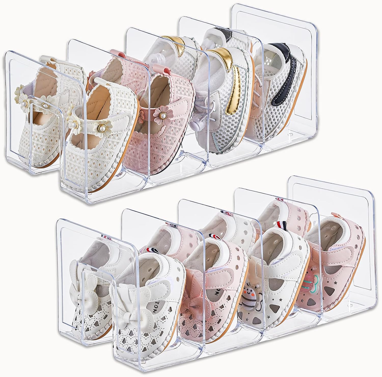 Baby Bookshelf Small - 2-pack kleine schoenenrekken, 4 vakken, opbergorganizer