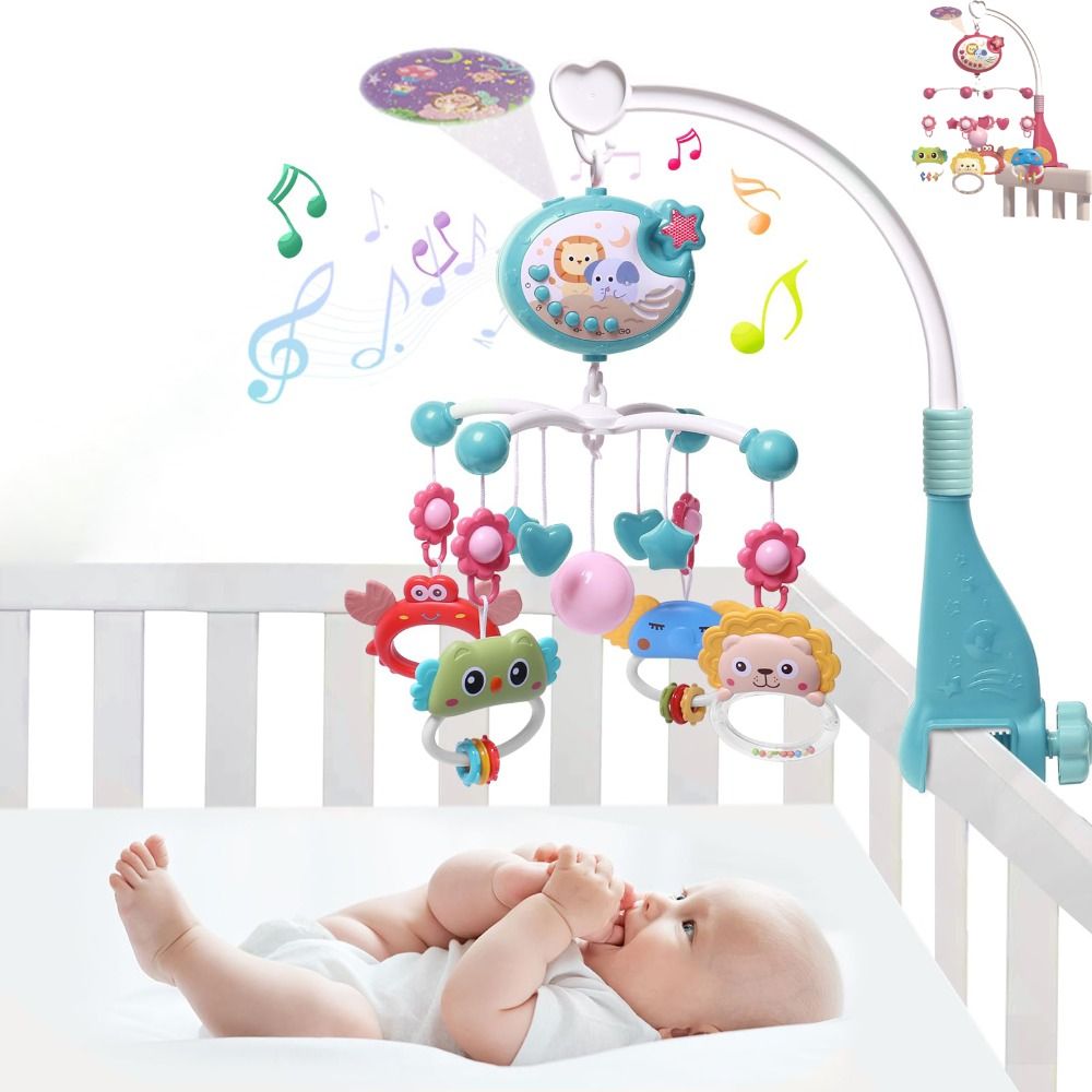 Crib Mobile Musical - Eenvoudige installatie Muziekwieg Projectie Rammelaar Lichten