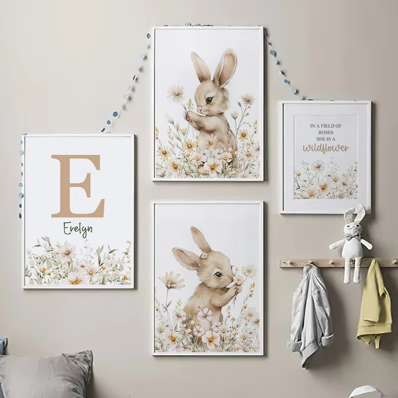 Baby Nursery Mirror - Herfst Konijn Wilde Bloem Daisy Kwekerij