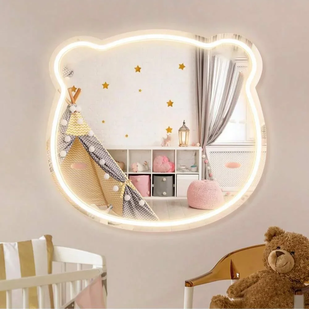 Baby Nursery Mirror - Beer-vormige spiegel neonlicht, dimbaar LED neonlicht