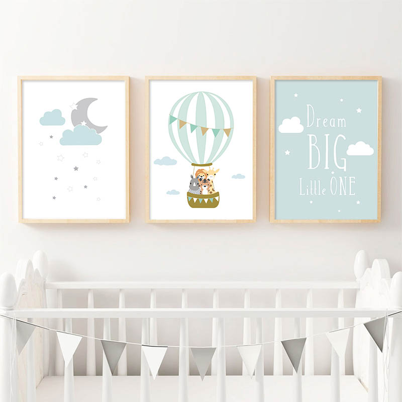 Baby Nursery Mirror - Ballon Maan Kinderkamer Poster Wall Art