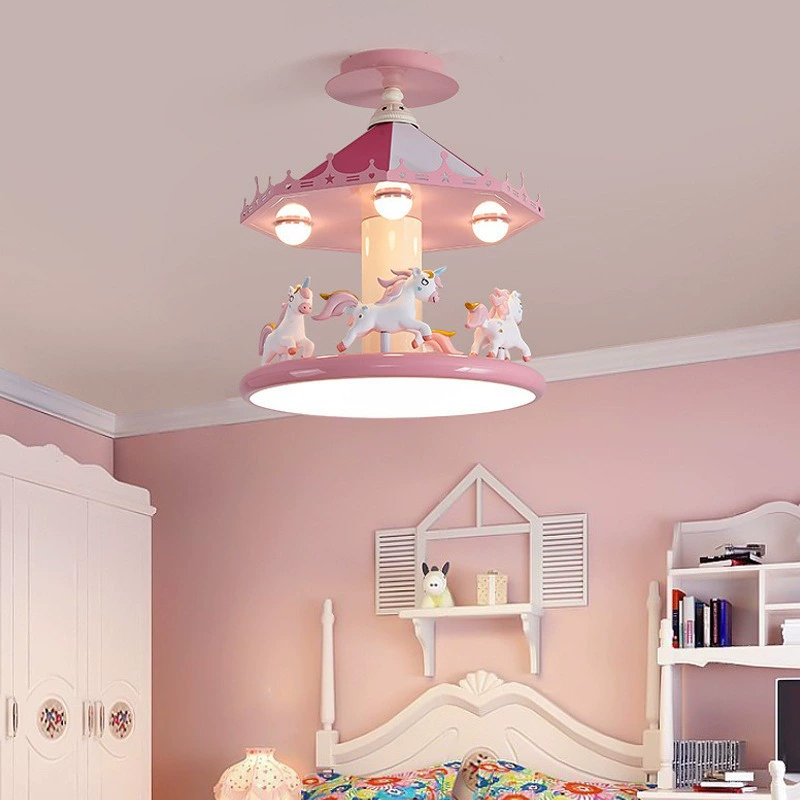 Baby Nursery Ceiling Light - Prinsessenkamer Meisjeskamer Plafondlampen Roze Carrousellamp LED