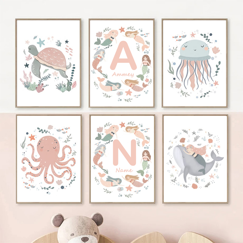 Baby Nursery Ocean - Oceaan Walvis Zeeschildpad Zeemeermin Kinderkamer Wanddecoratie