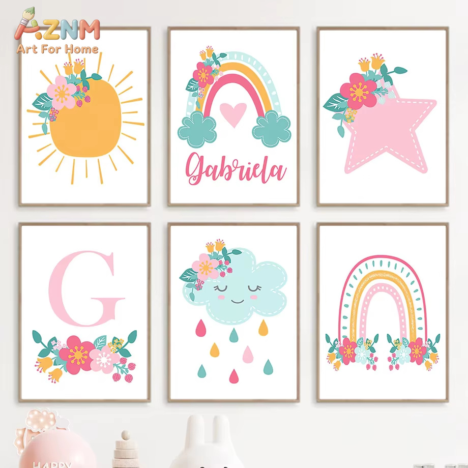 Baby Nursery Mirror - Leuke Zon Regenboog Wolken Sterren Bloemen