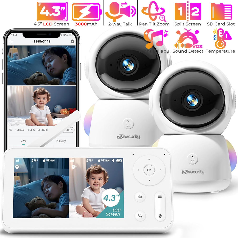 Baby Nursery Camera - 2K babyfoon met 2 camera's en