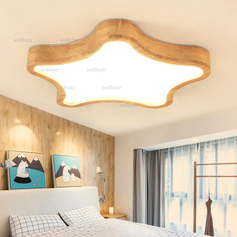 Baby Nursery Ceiling Light - Moderne LED-plafondlamp Minimalistisch houtlicht Hotel Restaurant