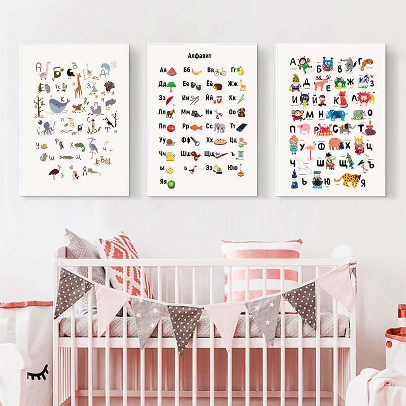 Baby Nursery Mirror - Russische ABC Alfabet Wall Art Poster