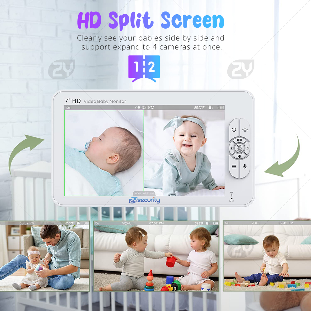 7,0 inch video-babyfoon HD ges - Baby Monitor Split Screen recensie en prijs