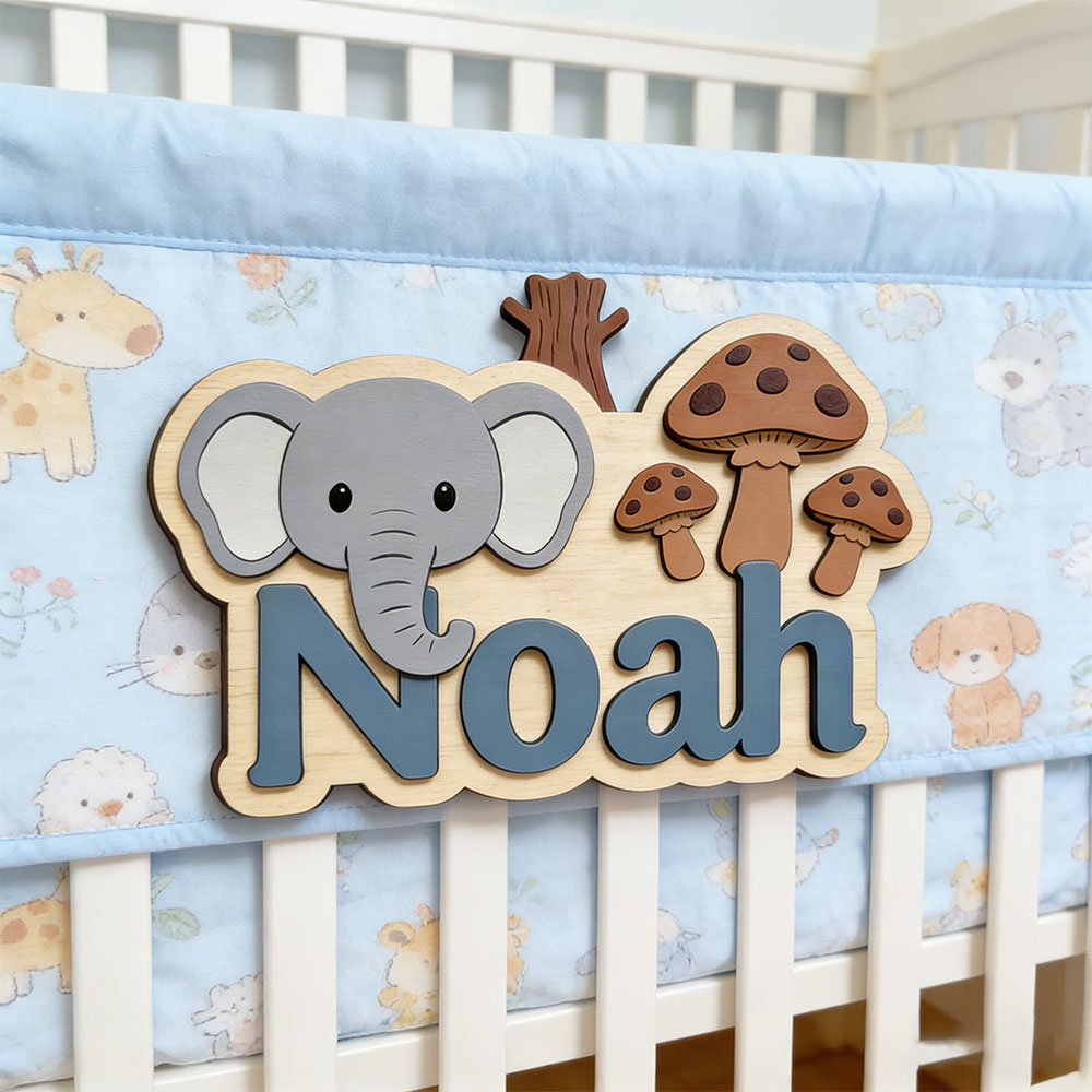 Aanpasbare cartoon olifant & p - Baby Nursery Elephant Theme recensie en prijs