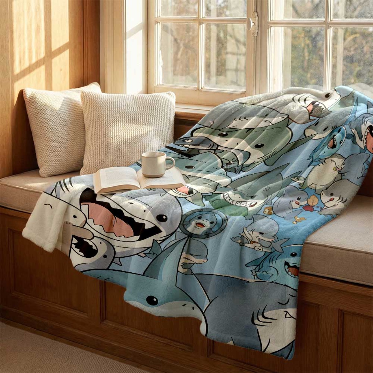 Grote cartoon babyhaaien fleec - Baby Nursery Ocean recensie en prijs