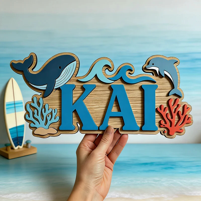 Houten bord met aangepaste naa - Baby Nursery Ocean recensie en prijs