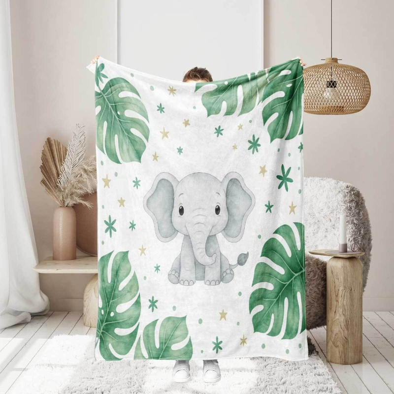 Schattige olifant en Monstera  - Baby Nursery Elephant Theme recensie en prijs