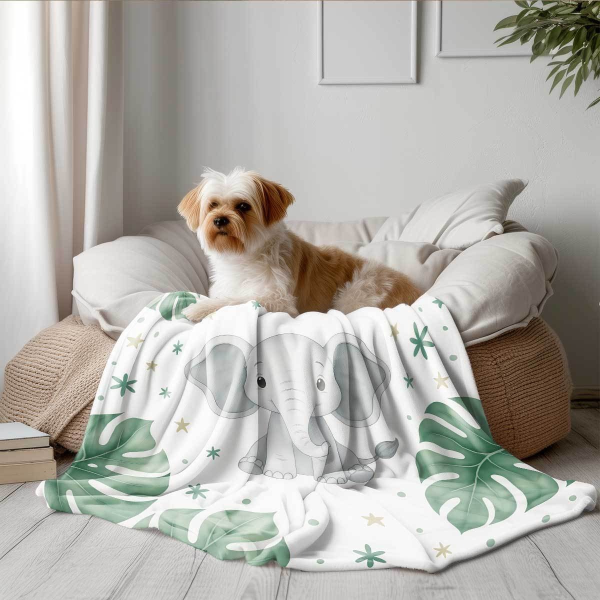 Schattige olifant en Monstera  - Baby Nursery Elephant Theme recensie en prijs