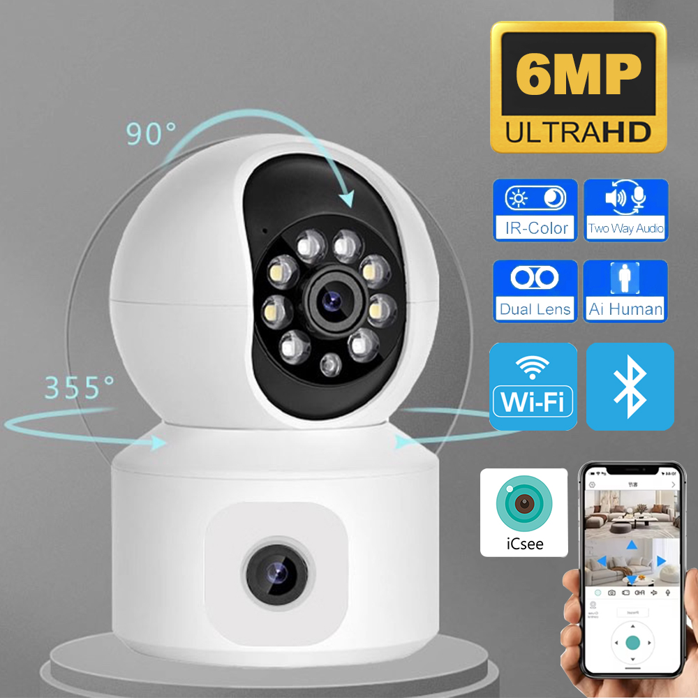 6MP ICSEE WiFi IP-camera Dubbe - Baby Monitor Split Screen recensie en prijs
