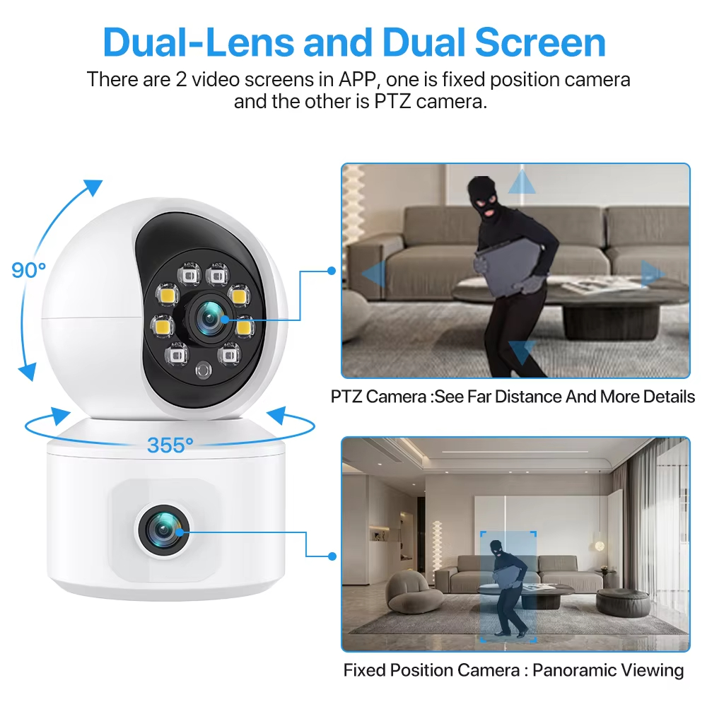 6MP ICSEE WiFi IP-camera Dubbe - Baby Monitor Split Screen recensie en prijs