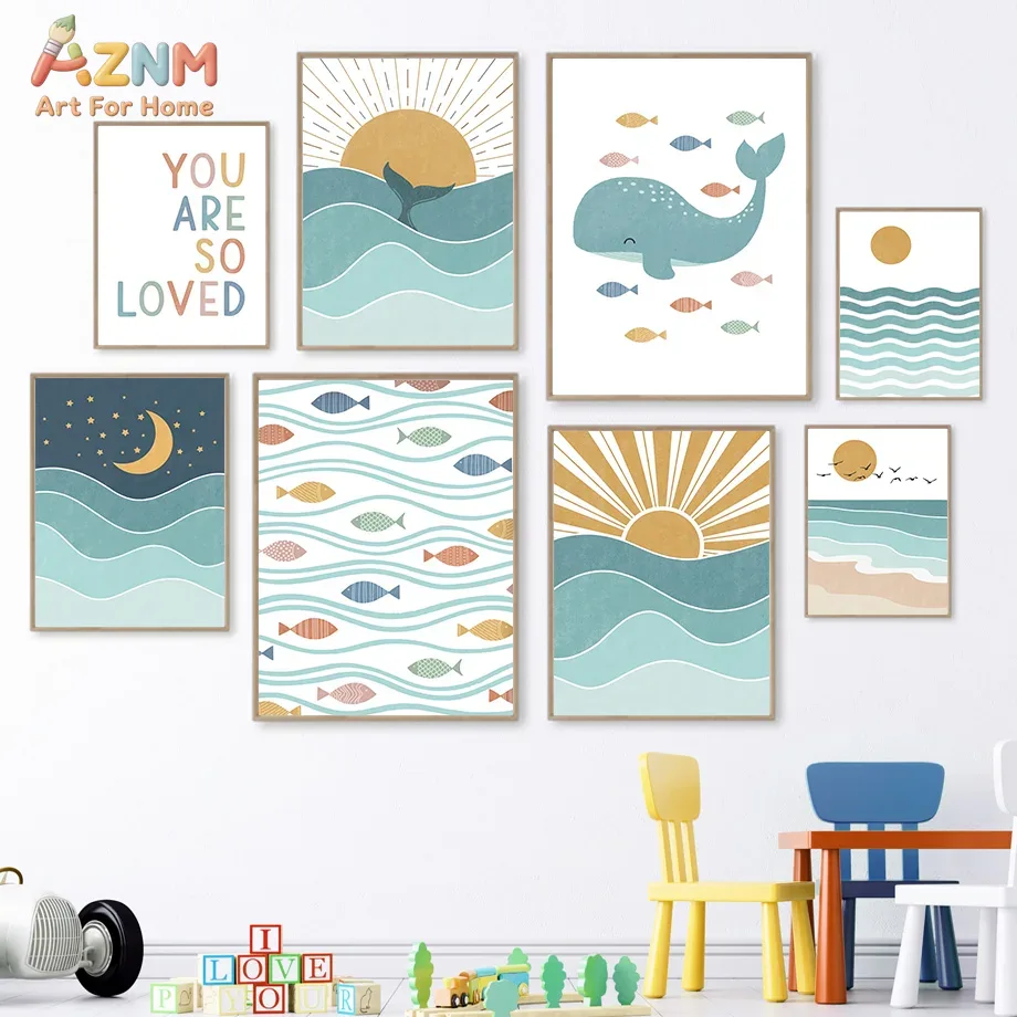 AZNM Boho Oceaan Canvas Wandde - Baby Nursery Ocean recensie en prijs