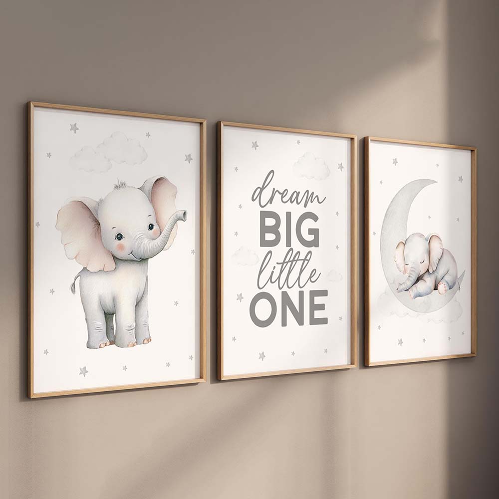 frameloze canvas schilderij 3- - Baby Nursery Elephant Theme recensie en prijs