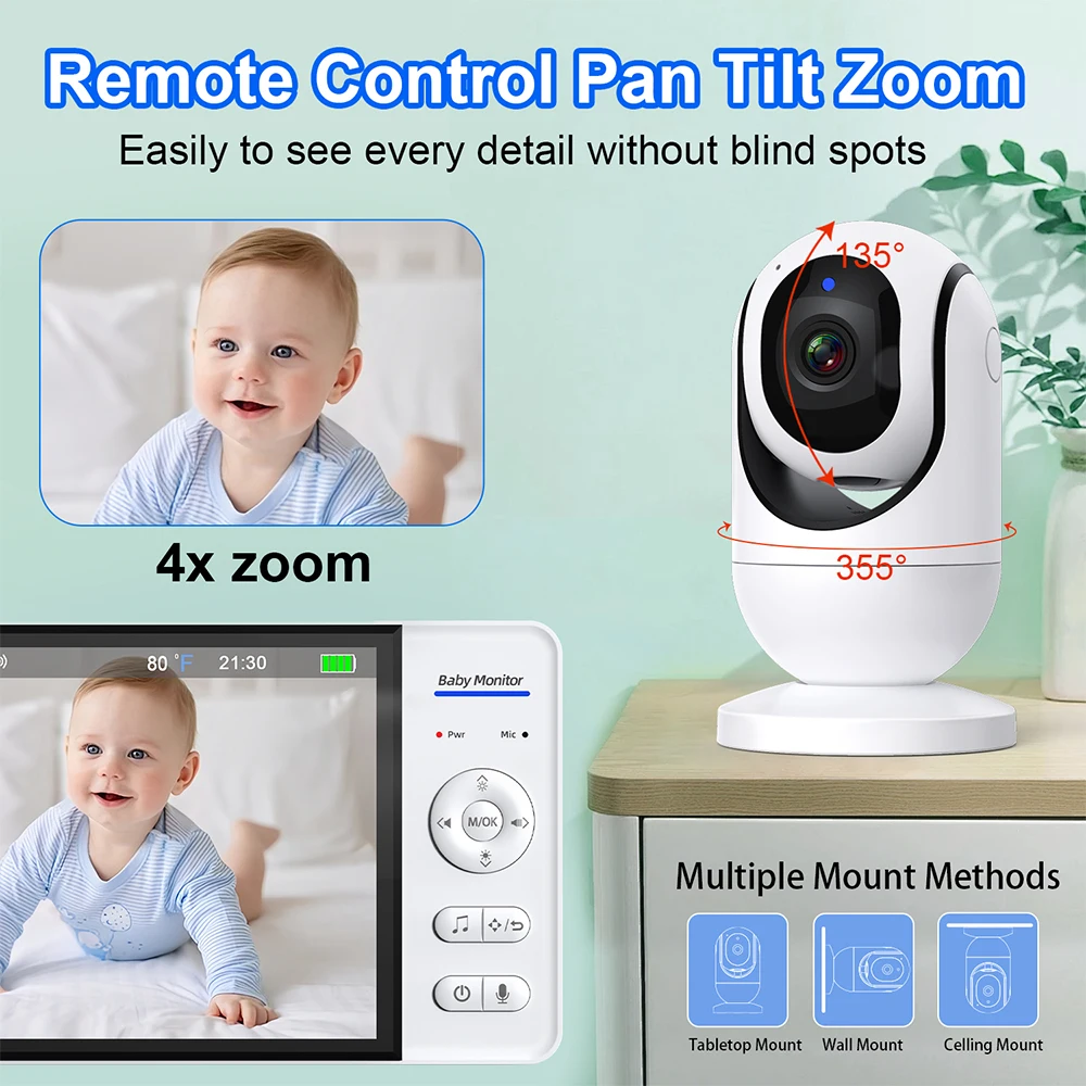 Geen WiFi 7 inch babyfoon 2-we - Wearable Baby Monitor recensie en prijs
