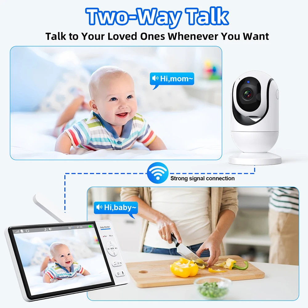 Geen WiFi 7 inch babyfoon 2-we - Wearable Baby Monitor recensie en prijs