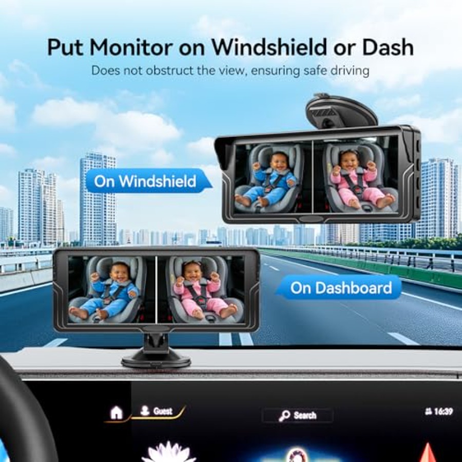 Dubbele babyautocamera voor 2  - Baby Monitor Split Screen recensie en prijs