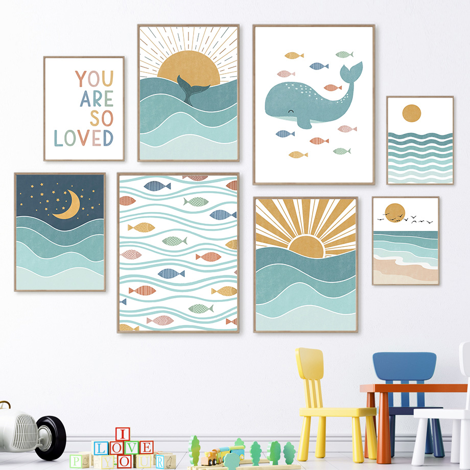 (2D canvas schilderij) Vis Wal - Baby Nursery Ocean recensie en prijs