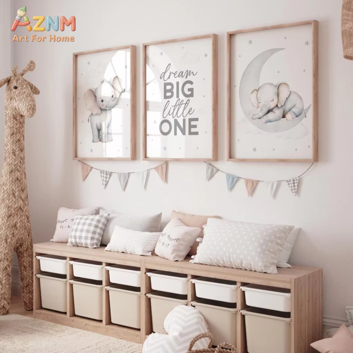 AZNM Olifant Kinderkamer Print - Baby Nursery Elephant Theme recensie en prijs