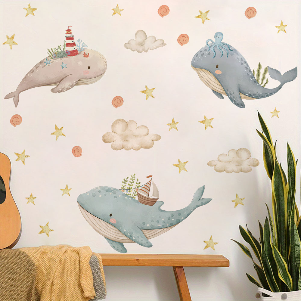 Cartoon Marine Whale Star muur - Baby Nursery Ocean recensie en prijs