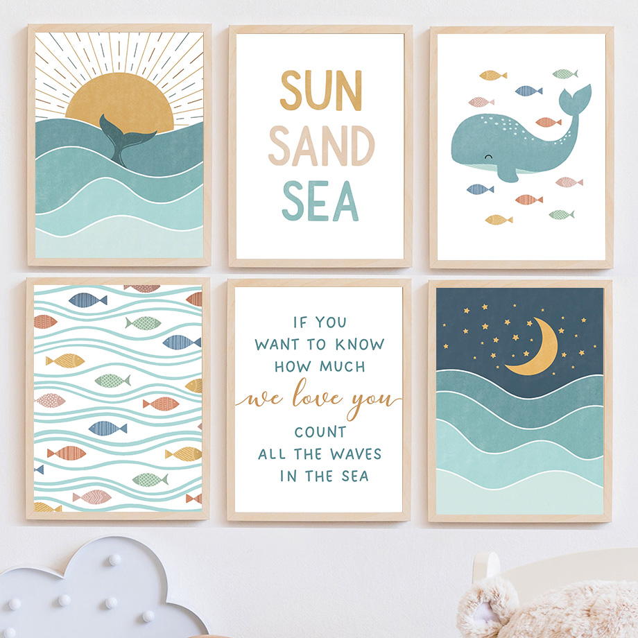 1pc frameloze Vis Walvis Meeuw - Baby Nursery Ocean recensie en prijs