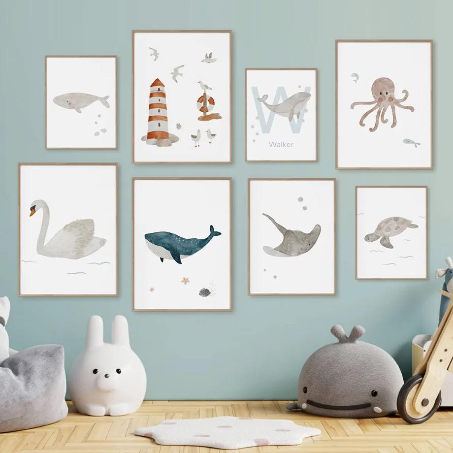 Aangepaste naam walvis octopus - Baby Nursery Ocean recensie en prijs