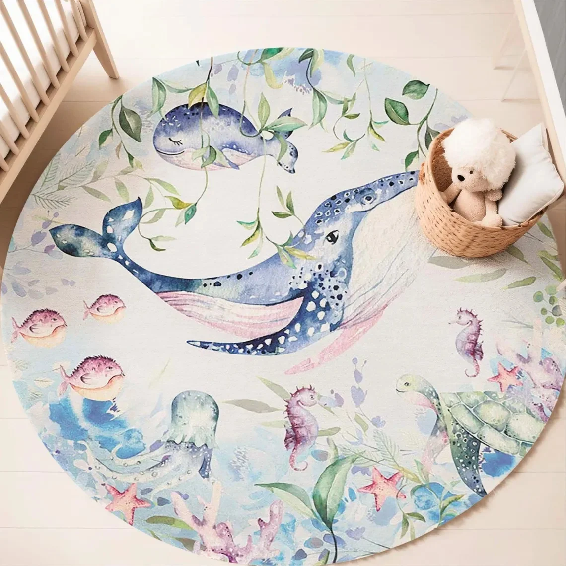 Blauw mariene dieren rond tapi - Baby Nursery Accessories recensie en prijs